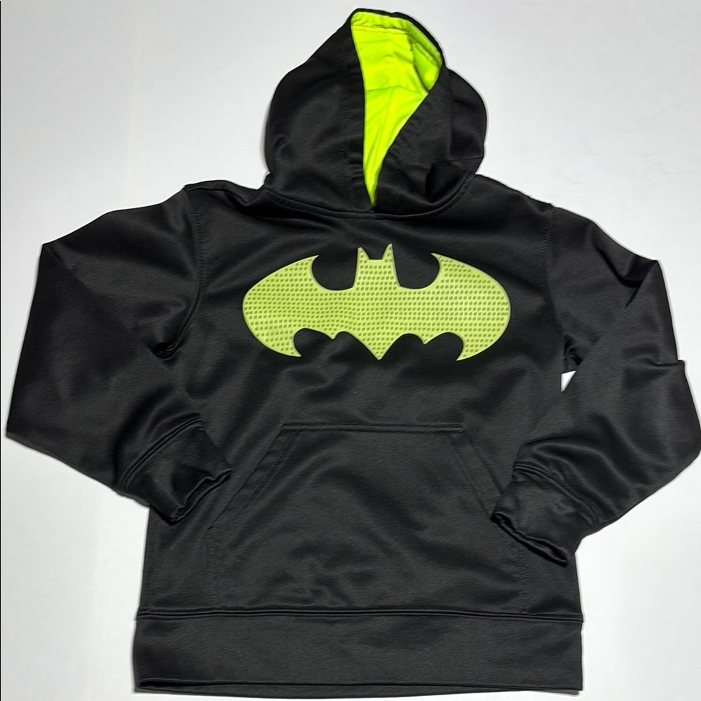 Kids Black Hoodie with Neon Green Batman Logo